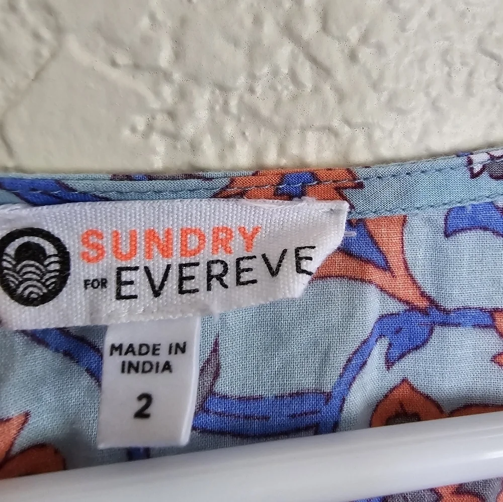 Sundry Viola Floral V Neck Cotton Dress Midi size 2 - Picture 7 of 9